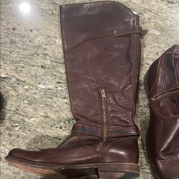 FRYE Tall Brown Leather Strap Pull On Riding Boot 76844 Womens Size 9B - Picture 5 of 8